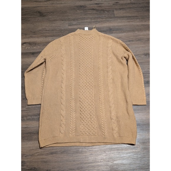 Banana Republic Womens XL‎ Cable Knit Mock Neck Sweater Dress Tan - Picture 6 of 7